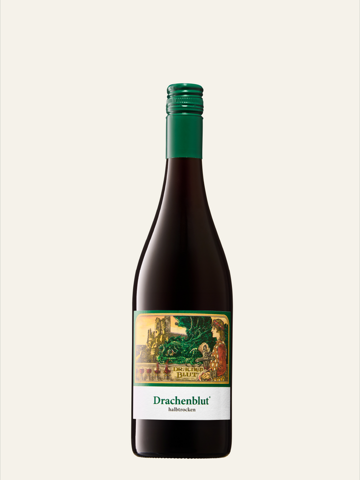Flasche Drachenblut halbtrocken vom Mittelrhein