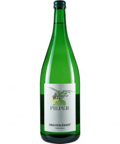 Weinflasche, Drachenländer halbtrocken, Weißwein, Weingut Pieper, Mittelrhein