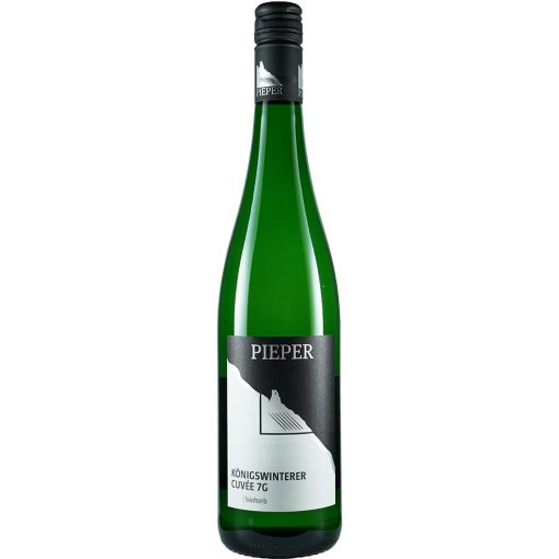 Weinflasche, Cuvée 7G feinherb, Weißwein, Weingut Pieper, Mittelrhein