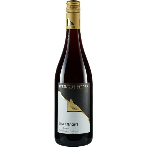 Weinflasche, Cuvée Trachyt trocken, Rotwein, Weingut Pieper, Mittelrhein