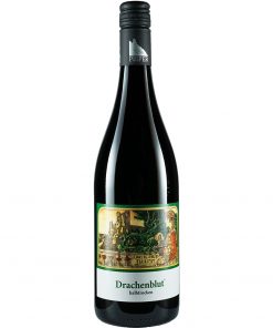 Weinflasche, Drachenblut halbtrocken, Rotwein, Weingut Pieper, Mittelrhein