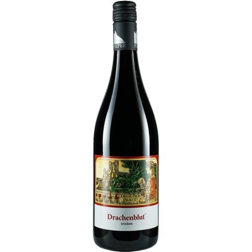 Weinflasche, Drachenblut trocken, Rotwein, Weingut Pieper, Mittelrhein