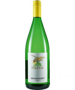 Weinflasche, Drachenländer trocken, Weißwein, Weingut Pieper, Mittelrhein