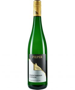 Weinflasche, Gewürztraminer und Riesling trocken, Weißwein, Weingut Pieper, Mittelrhein