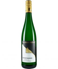 Weinflasche, Gewürztraminer Spätlese süß, Weißwein, Weingut Pieper, Mittelrhein