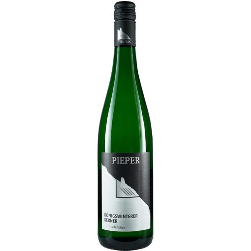 Weinflasche, Königswinterer Kerner halbtrocken, Weißwein, Weingut Pieper, Mittelrhein