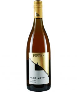 Weinflasche, Riesling Alia Via Orangewine trocken, Weißwein, Weingut Pieper, Mittelrhein