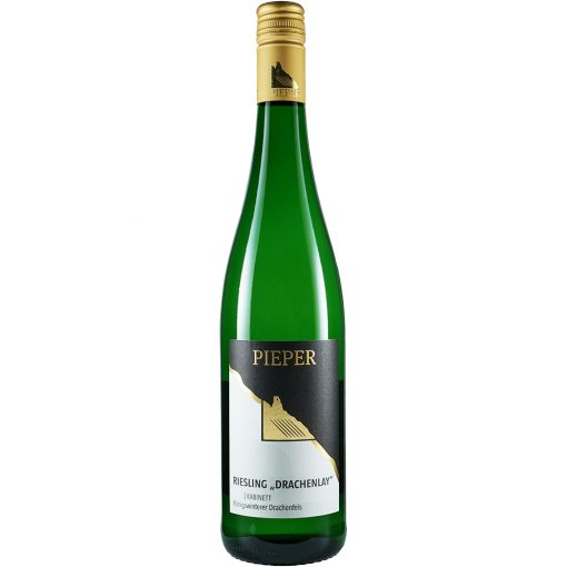 Weinflasche, Riesling Drachenlay Kabinett, Weißwein, Weingut Pieper, Mittelrhein
