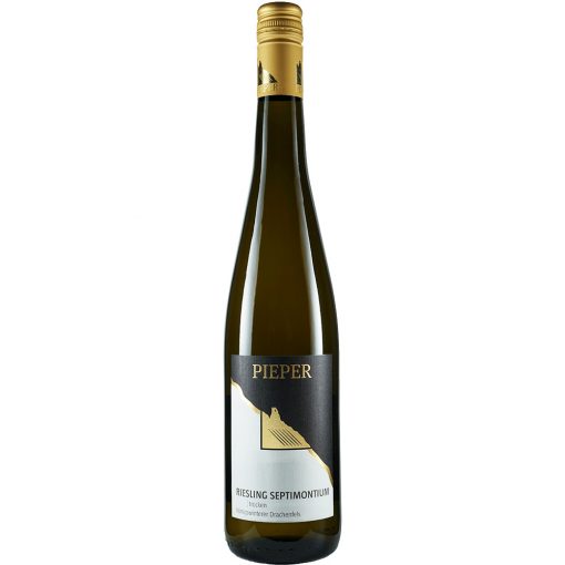 Weinflasche, Riesling Septimontium trocken, Weißwein, Weingut Pieper, Mittelrhein