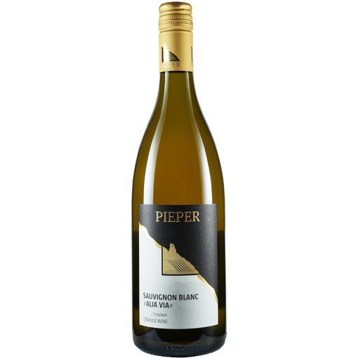 Weinflasche, Sauvignon Blanc Alia Via trocken, Weißwein, Weingut Pieper, Mittelrhein