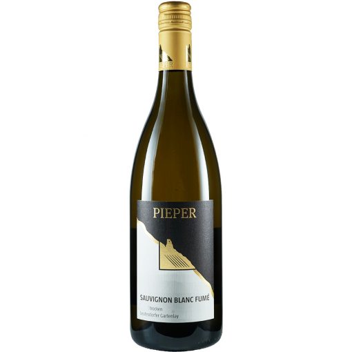 Weinflasche, Sauvignon Blanc Fumé trocken, Weißwein, Weingut Pieper, Mittelrhein